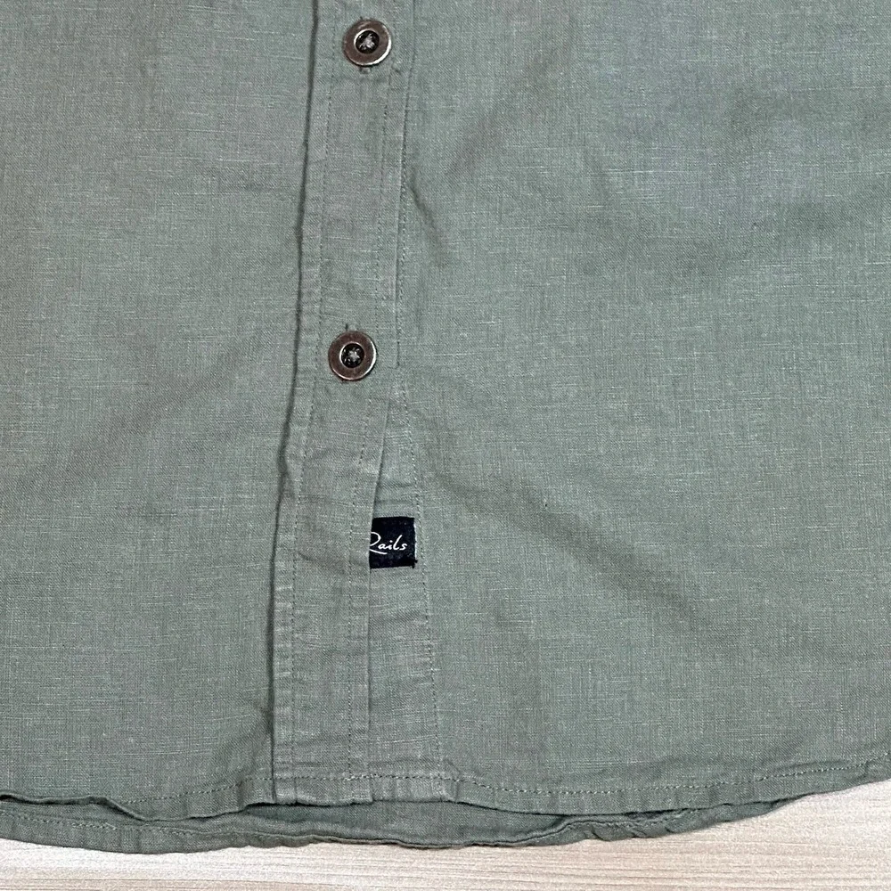 Rails Button Up Shirt Long Sleeve Aztec Trim Olive Green Casual - Picture 4 of 9